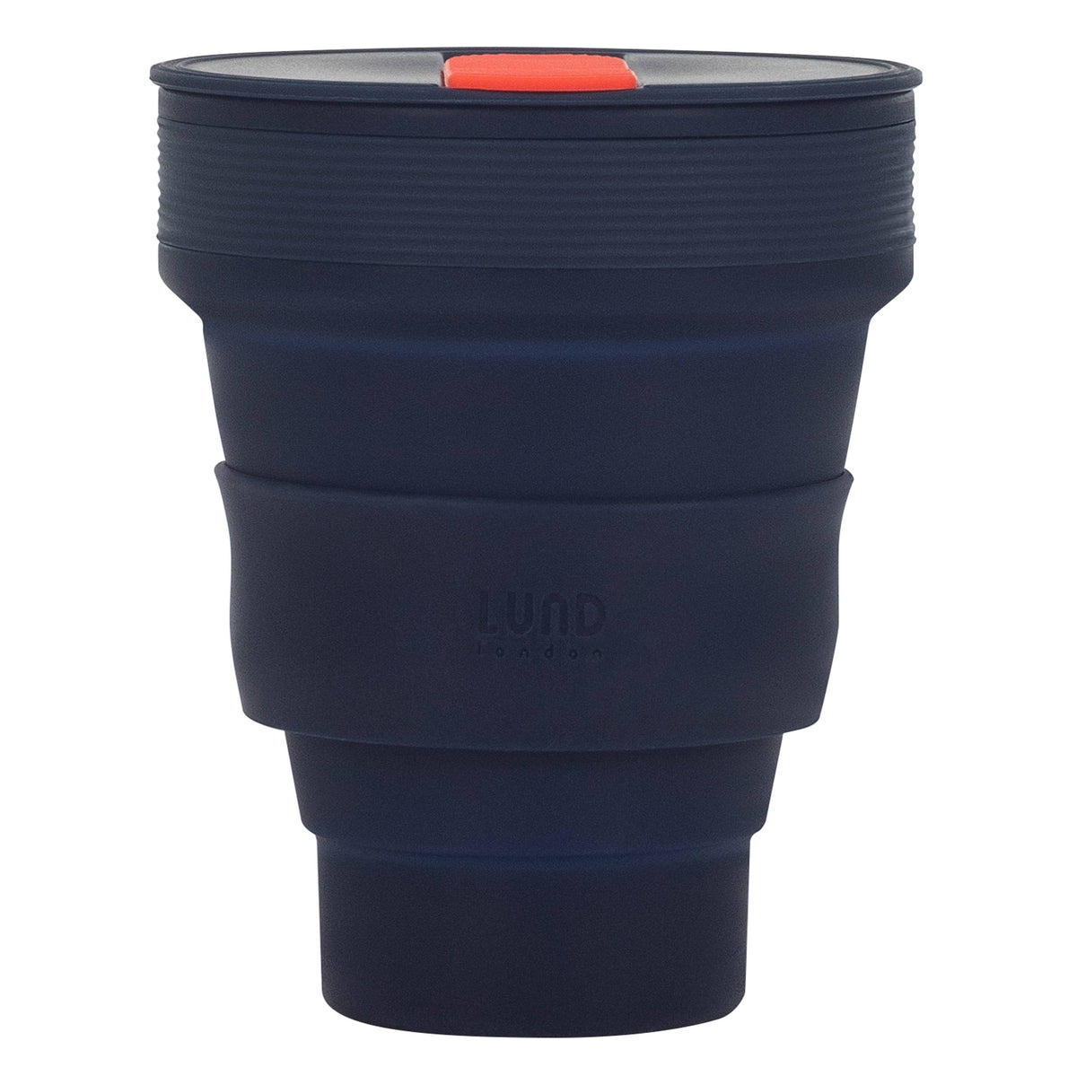 Lund London Indigo 350ml collapsible reusable coffee cup.