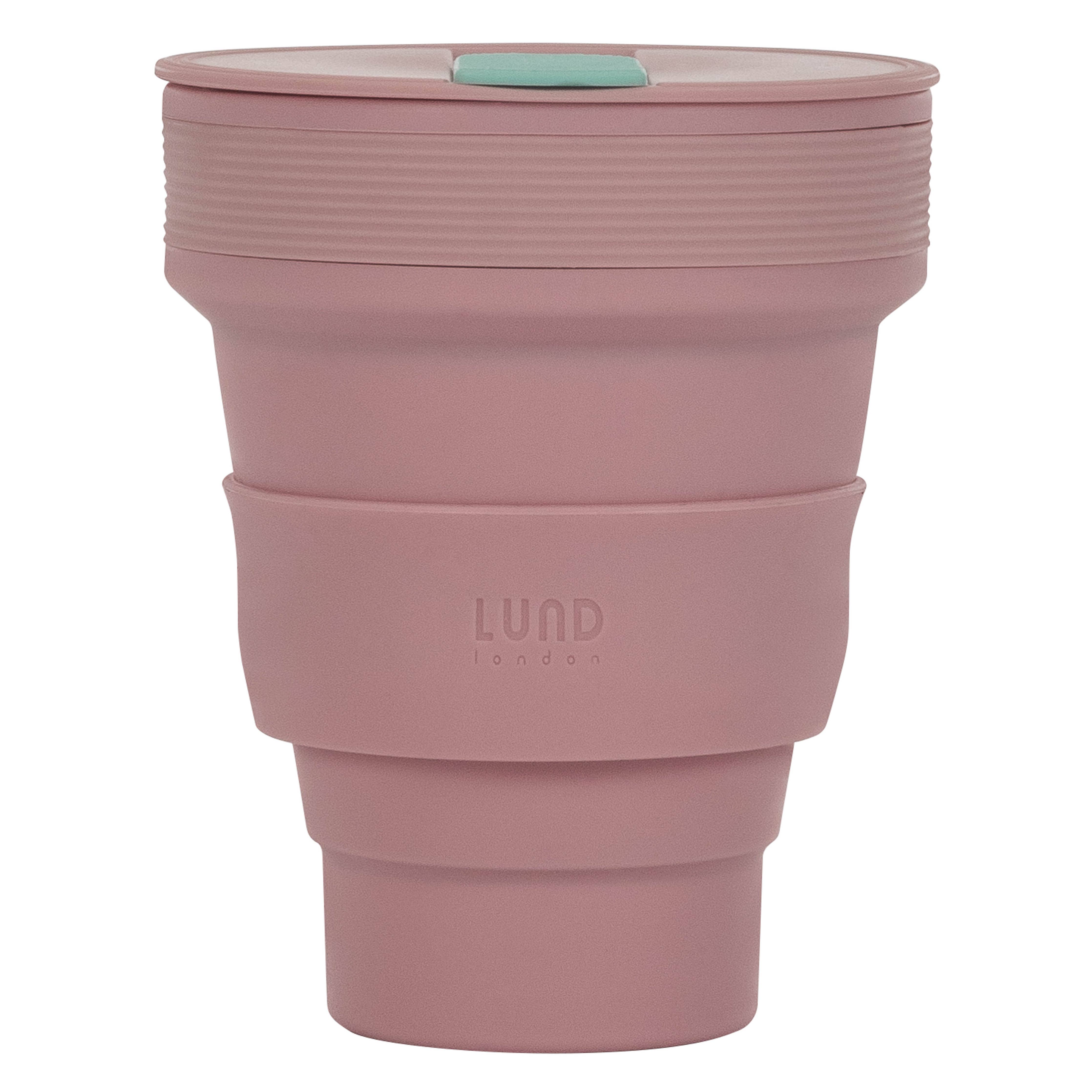 Lund London Pink 350ml collapsible reusable coffee cup.