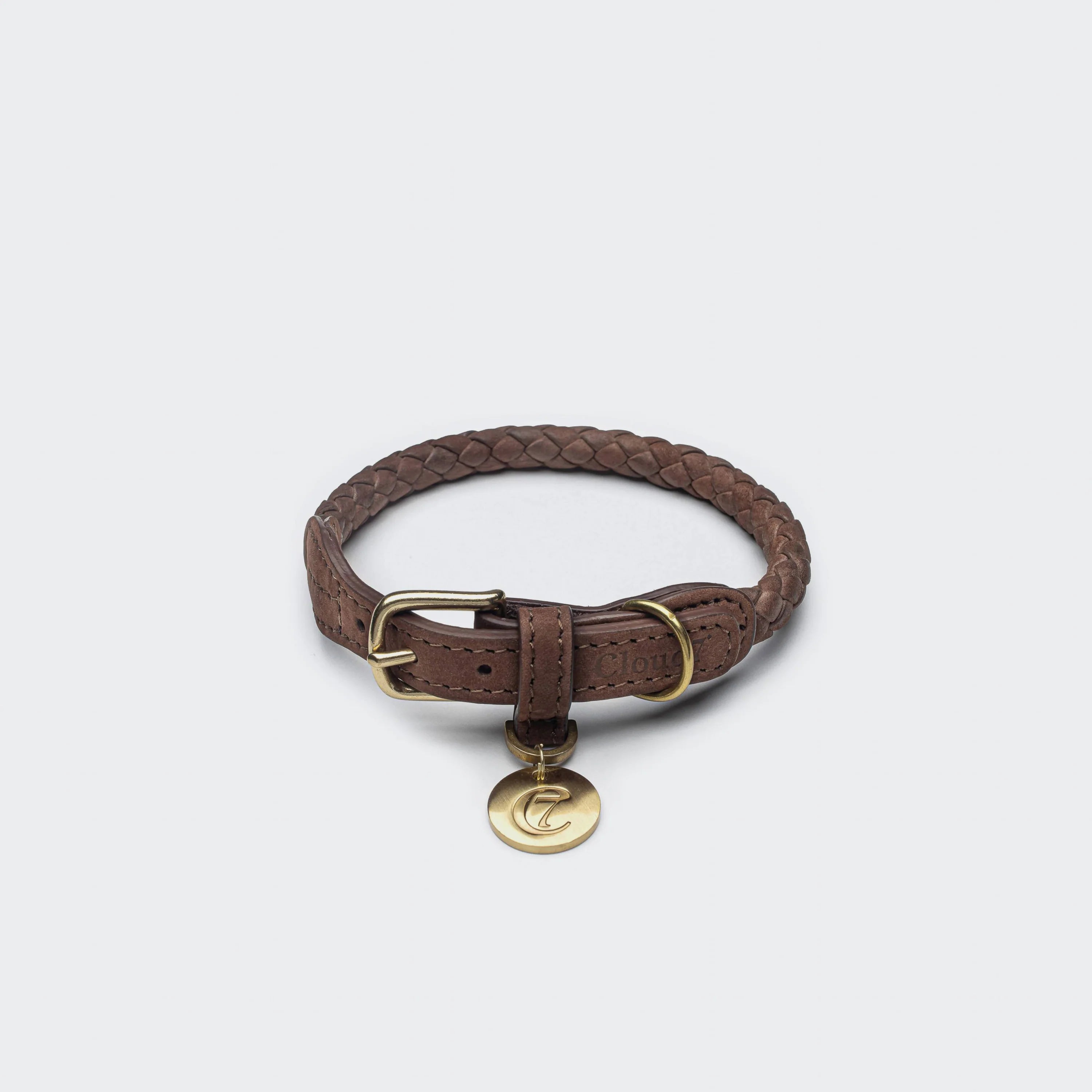Premium Cloud7 Ravello dog collar in hazel brown handcrafted in Italy from nubuck leather.