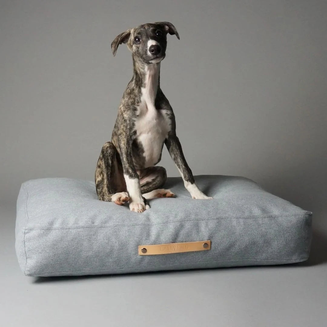 Grey Labbvenn designer dog bed with supportive breathable foam mattress.