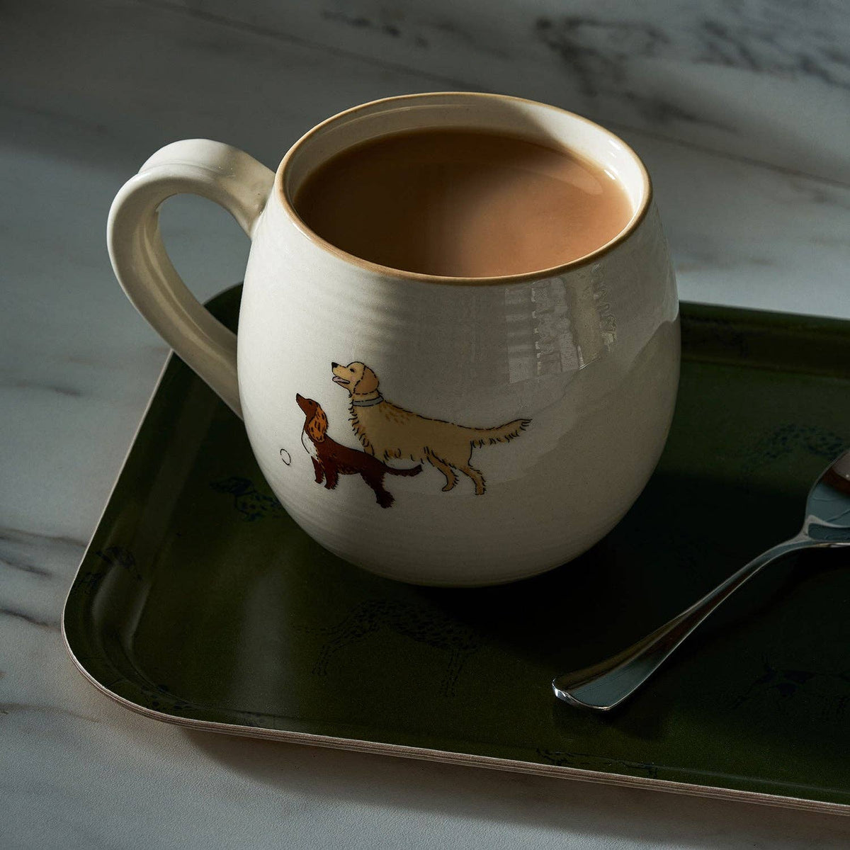 Premium 500ml stoneware mug with Doggy Daycare dog illustrations.