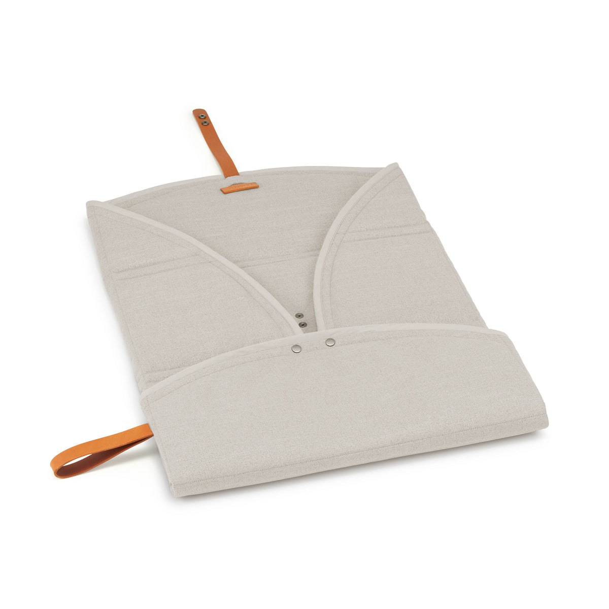 Beige designer portable dog bed by Labbvenn for holidays, hotels and travel.