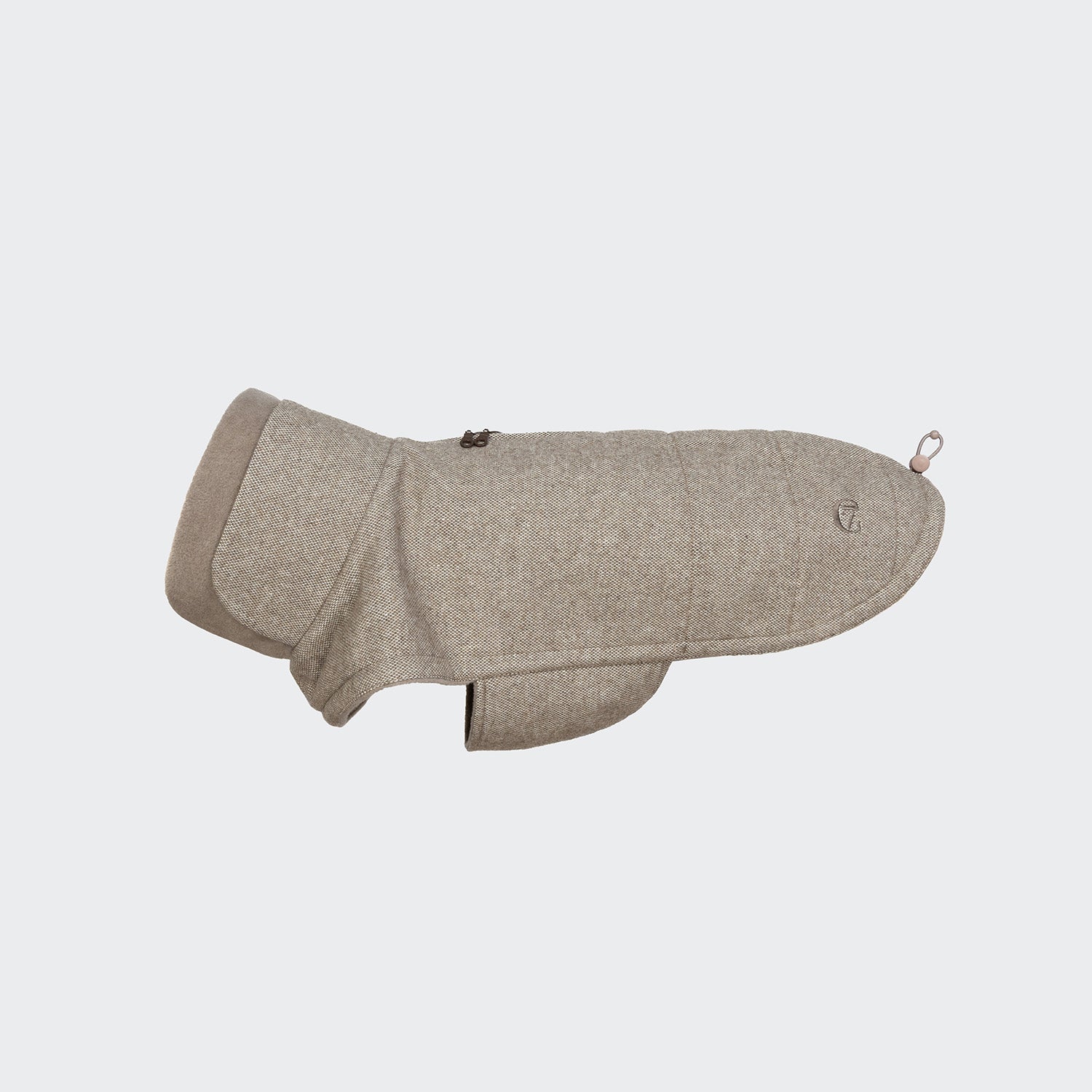 Premium Cloud7 dog coat in beige tweed-inspired fabric designed for warmth and comfort.