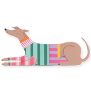 Colorful striped sweater on a cartoon dog on a white background