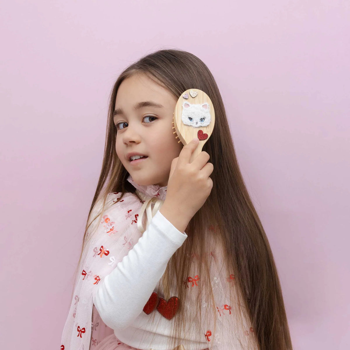 Cute Kitty children's wooden hairbrush by Mimi & Lula