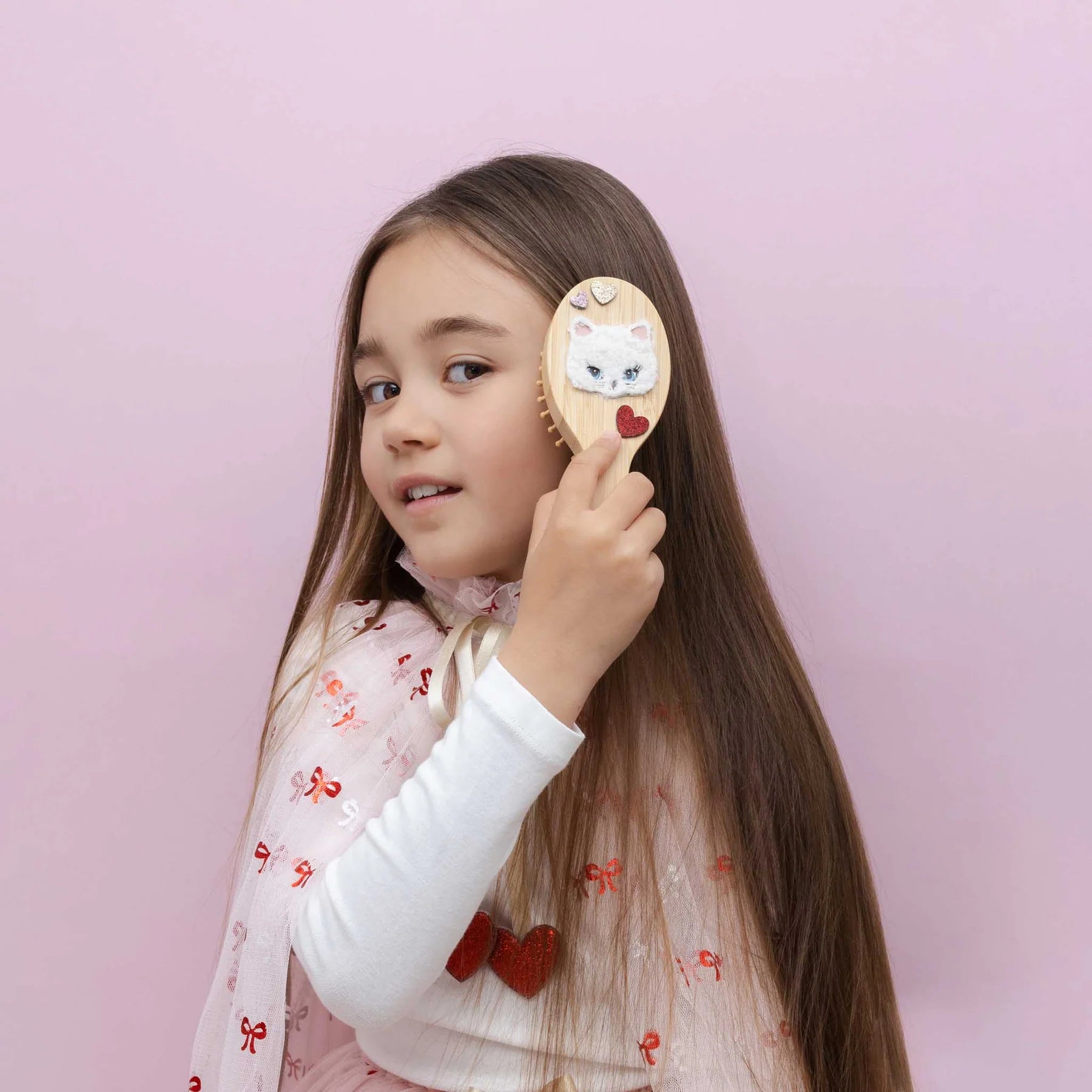 Cute Kitty children's wooden hairbrush by Mimi & Lula