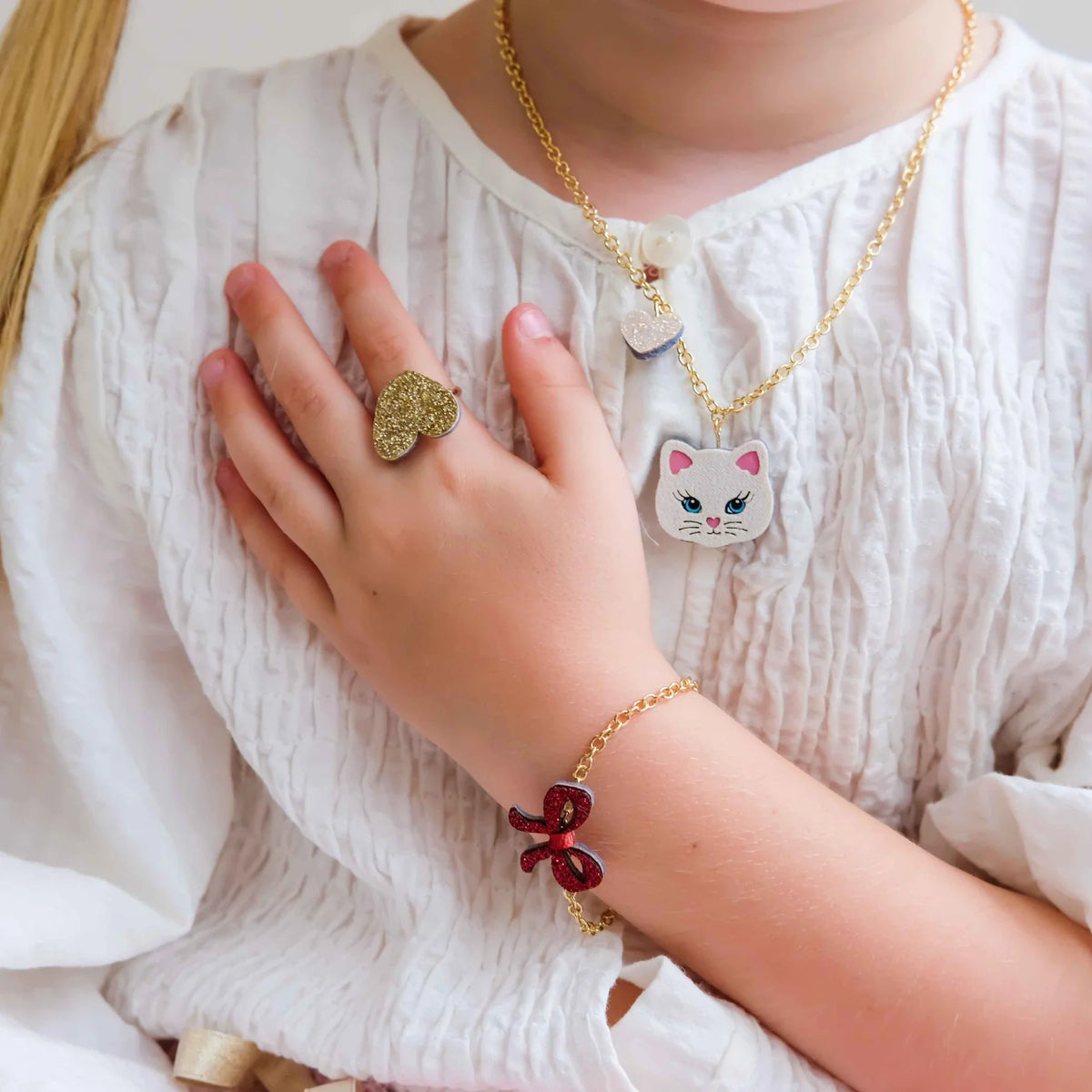 Three-piece Mimi & Lula Kittybow jewellery set for children