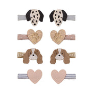 Mimi & Lula Puppy Love hair clips set featuring eight puppy and heart designs
