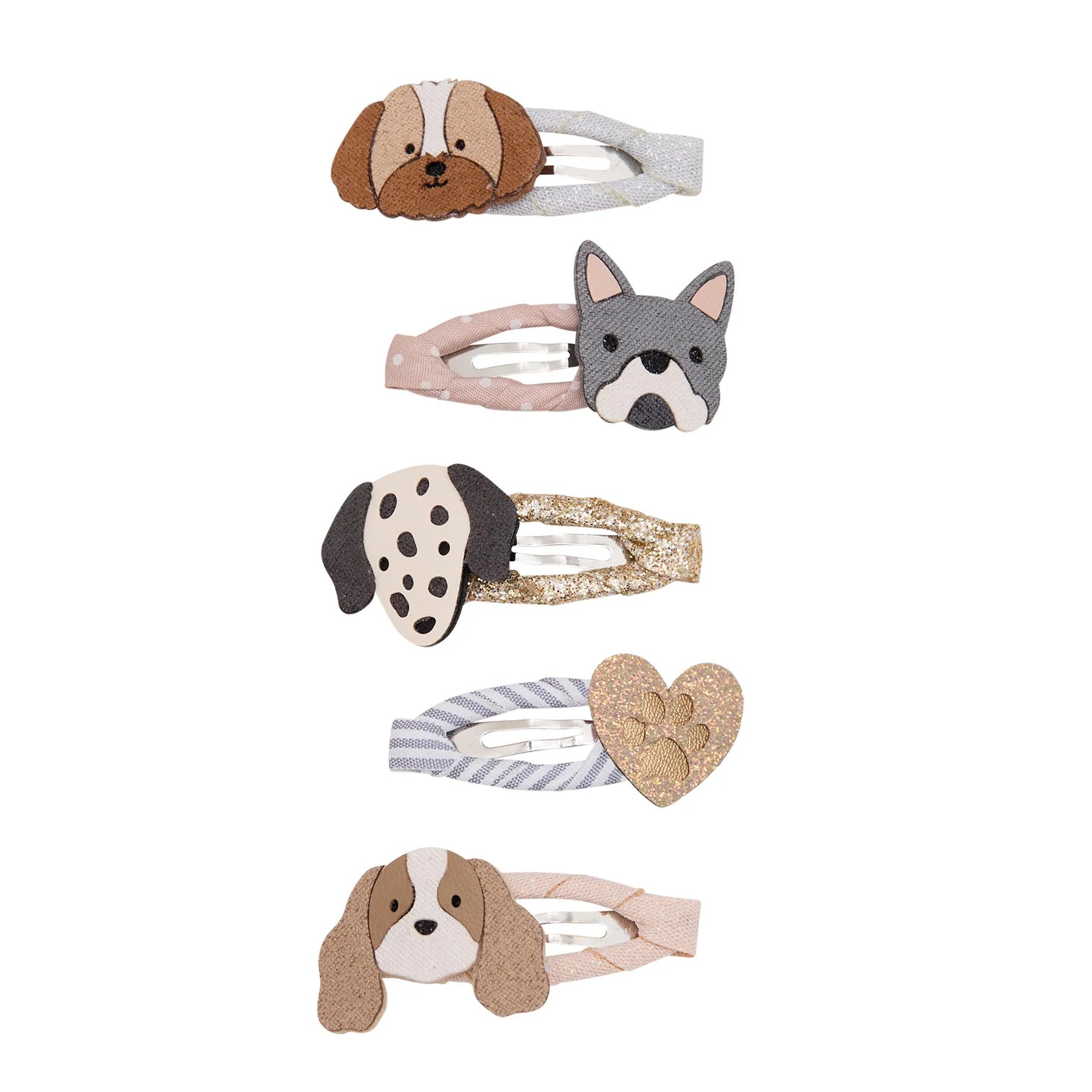 Mimi & Lula Puppy Love mini hair clips featuring five cute puppy designs