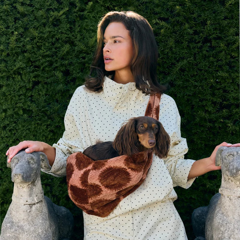 Mocha and brown dot dog carrier by DOGGUO