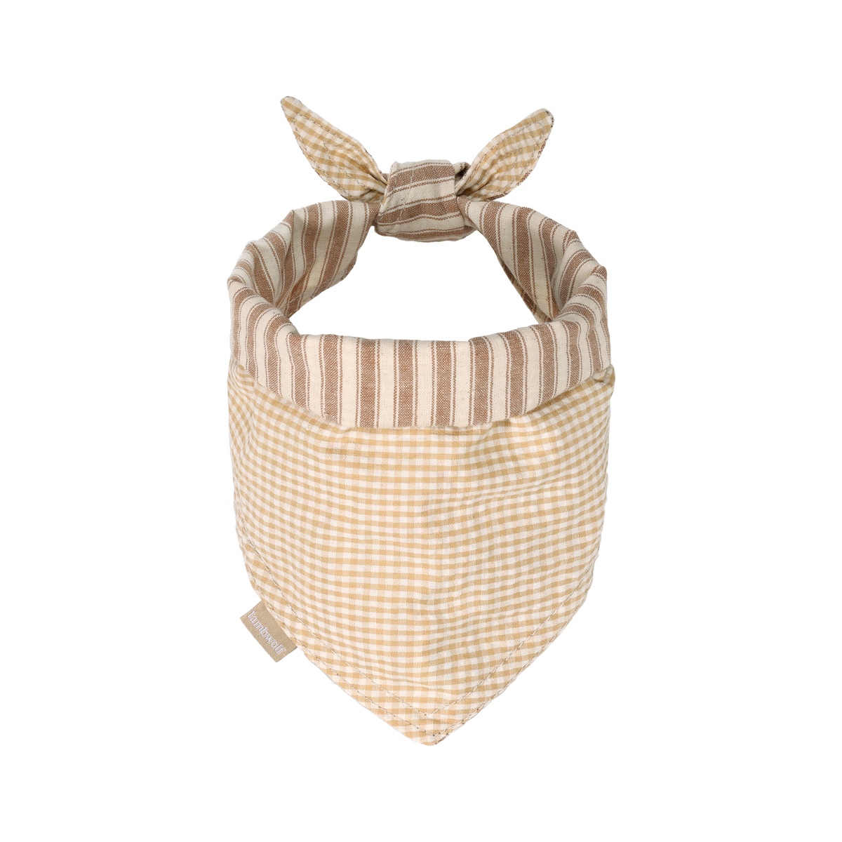 Lambwolf Collective cotton dog bandana in a warm mocha stripe design