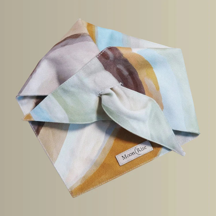 Moonrise ochre pet bandana for dogs featuring a stylish warm mustard colour and comfortable fit.