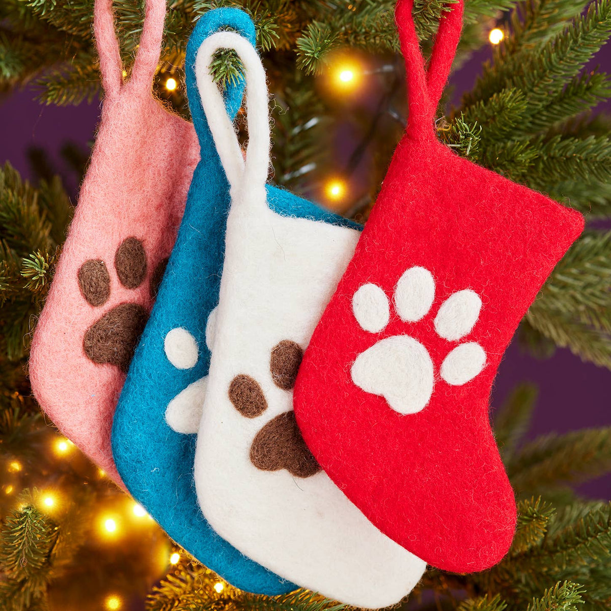 Namaste felt paw print mini Christmas stocking