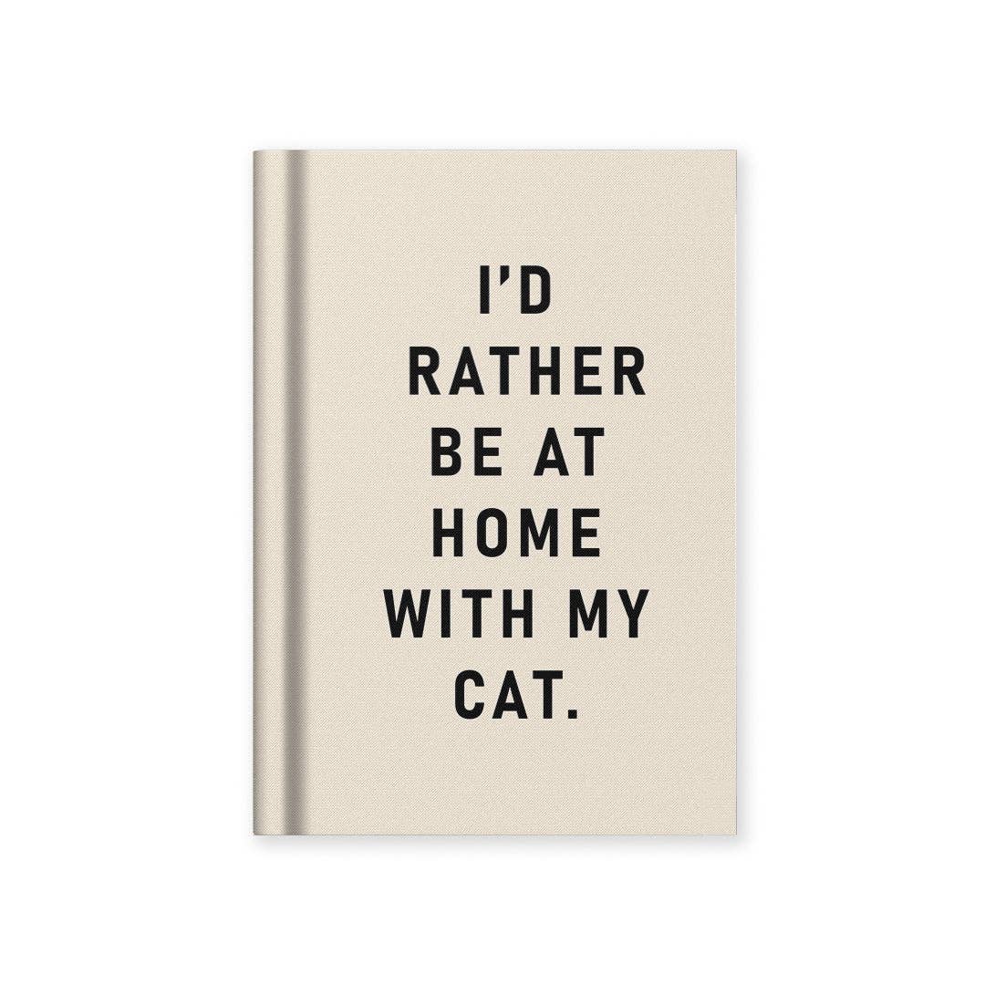 Ohh Deer I'd Rather Be At Home With My Cat A7 fabric hardback notebook.