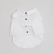 Overglam white pleated dog shirt with black buttons
