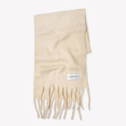Super-soft oversized beige winter scarf with fringed ends by Arctic Fox & Co.