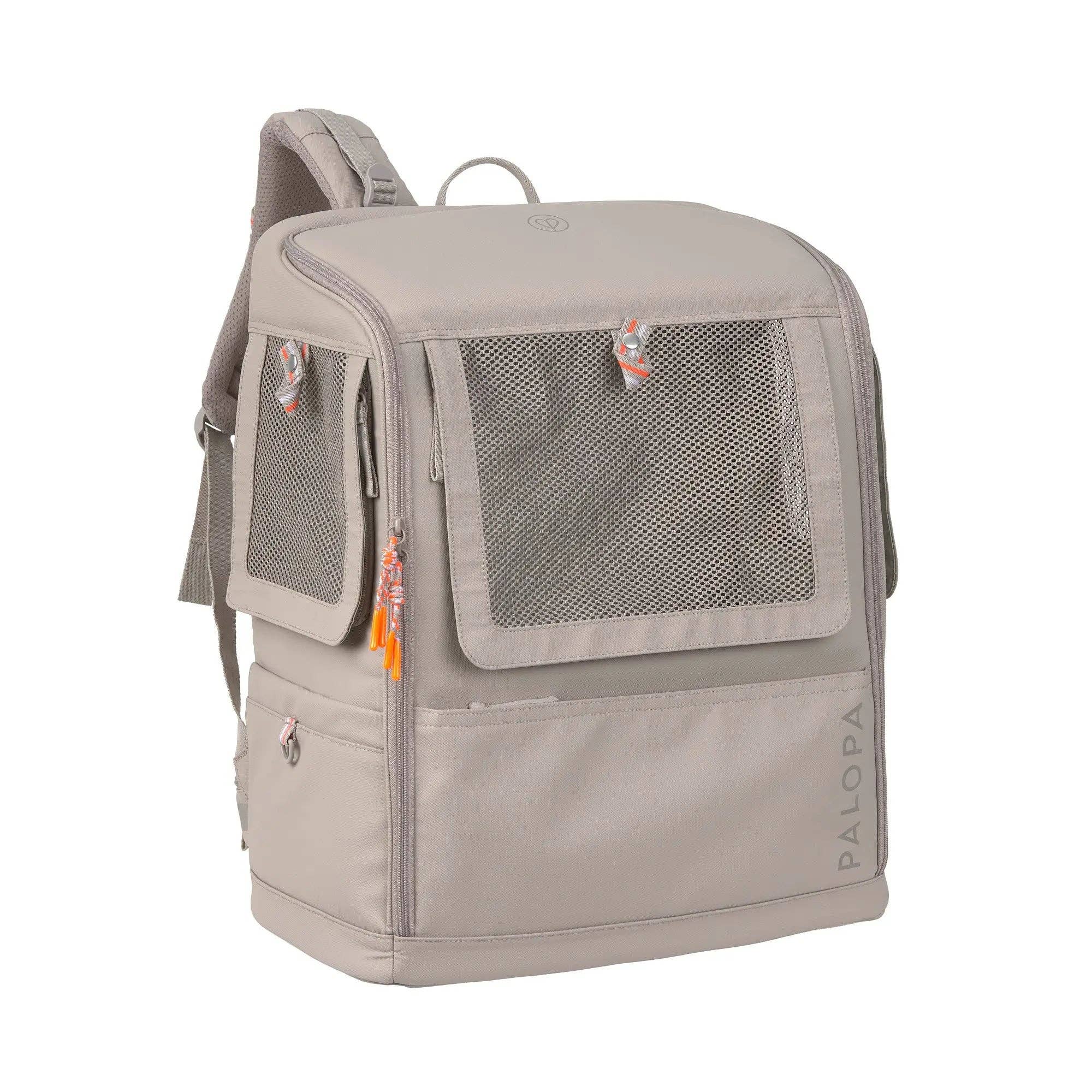 PALOPA Kari Taupe dog carrier backpack for small dogs featuring ergonomic straps, mesh ventilation and premium travel design.