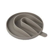 PALOPA Yumo taupe anti-gulping dog bowl insert made from BPA-free silicone with slow feeder grooves.