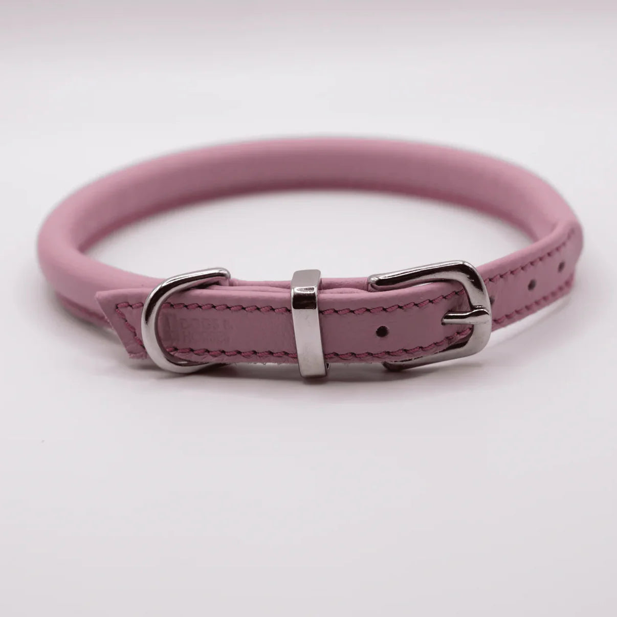Rolled Soft Leather Dog Collar - Pink