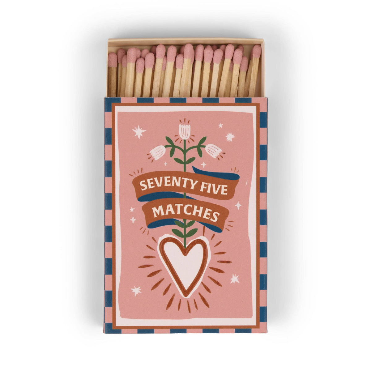 Paddywax A Dopo decorative boxed safety matches in pink Hearts design.