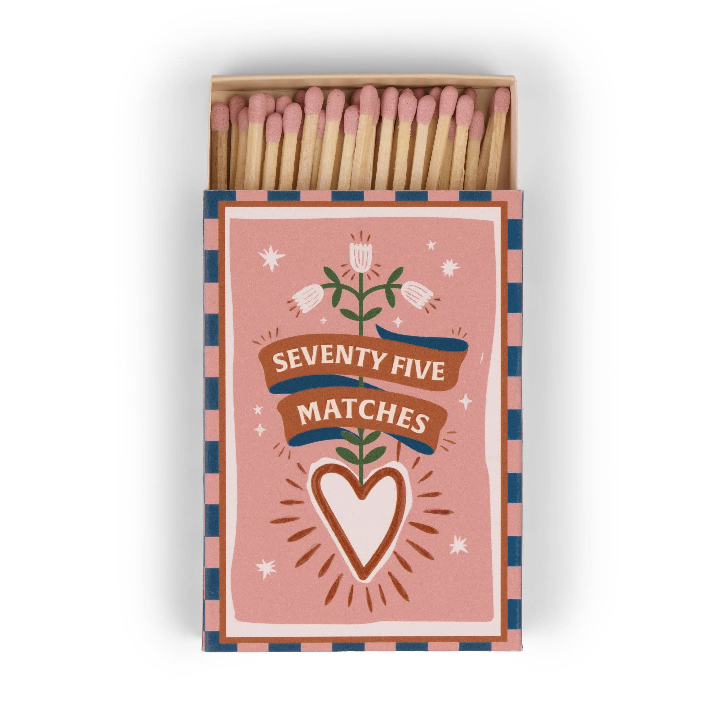 Paddywax A Dopo decorative boxed safety matches in pink Hearts design.