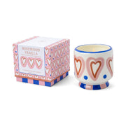 Paddywax A Dopo Hearts ceramic candle with Rosewood Vanilla fragrance.