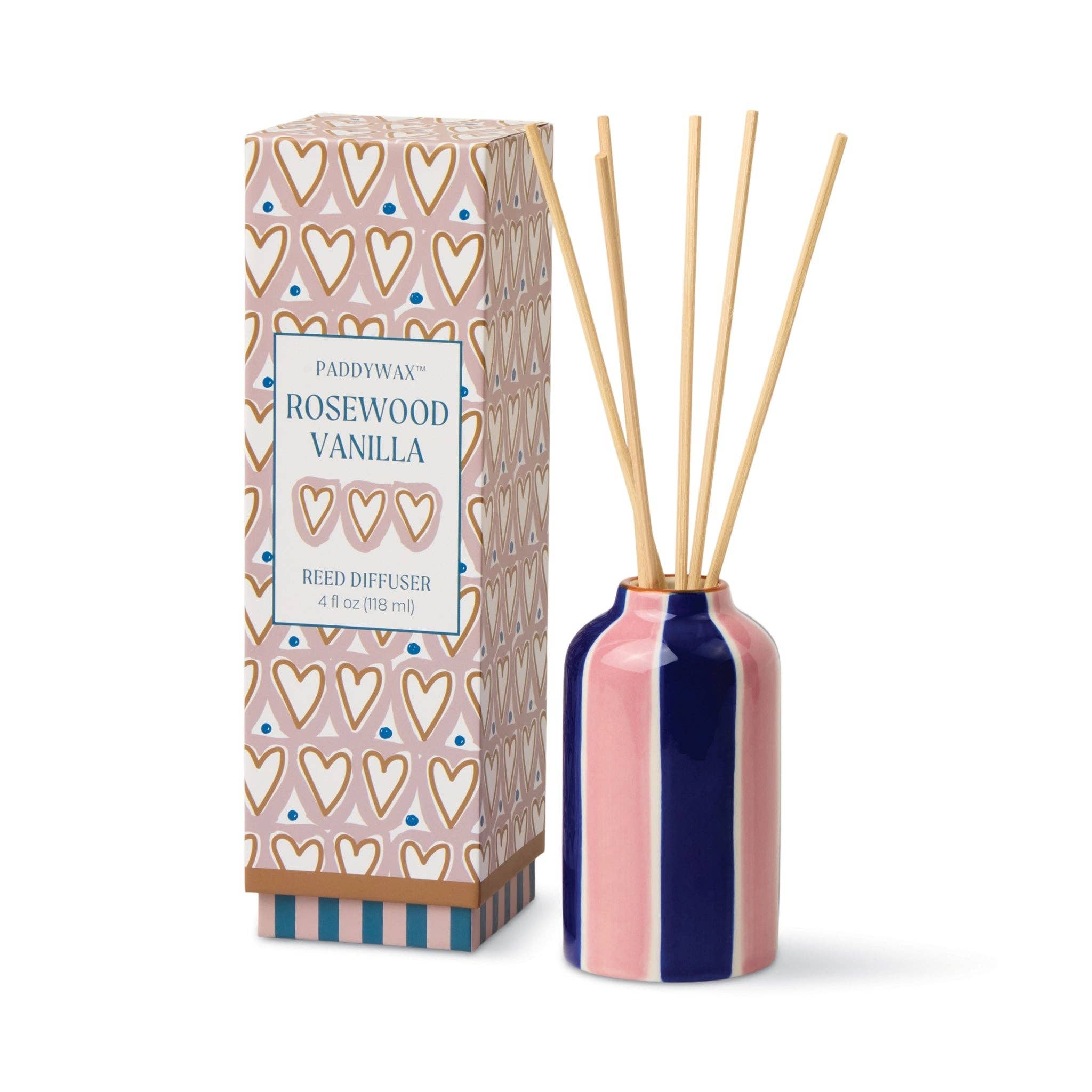 Paddywax A Dopo Hearts ceramic reed diffuser in Rosewood Vanilla.
