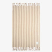 Super-soft Pale Taupe striped throw with RWS-certified merino wool.