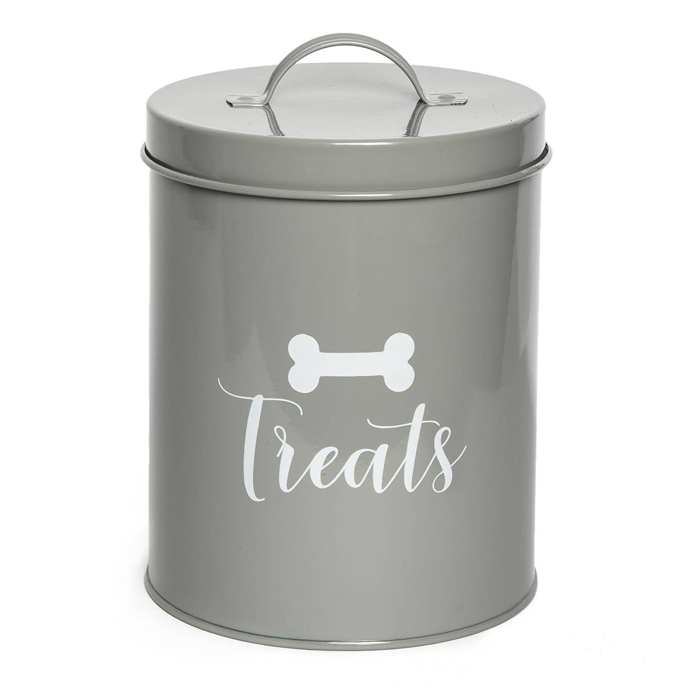 Park Life Designs Jasper grey ceramic dog treat jar with airtight lid.