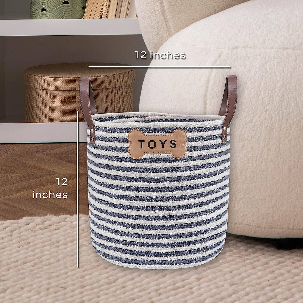 Park Life Designs Sienna organic cotton rope dog toy storage basket.