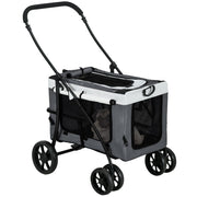 PawHut grey foldable dog stroller with detachable pet carrier