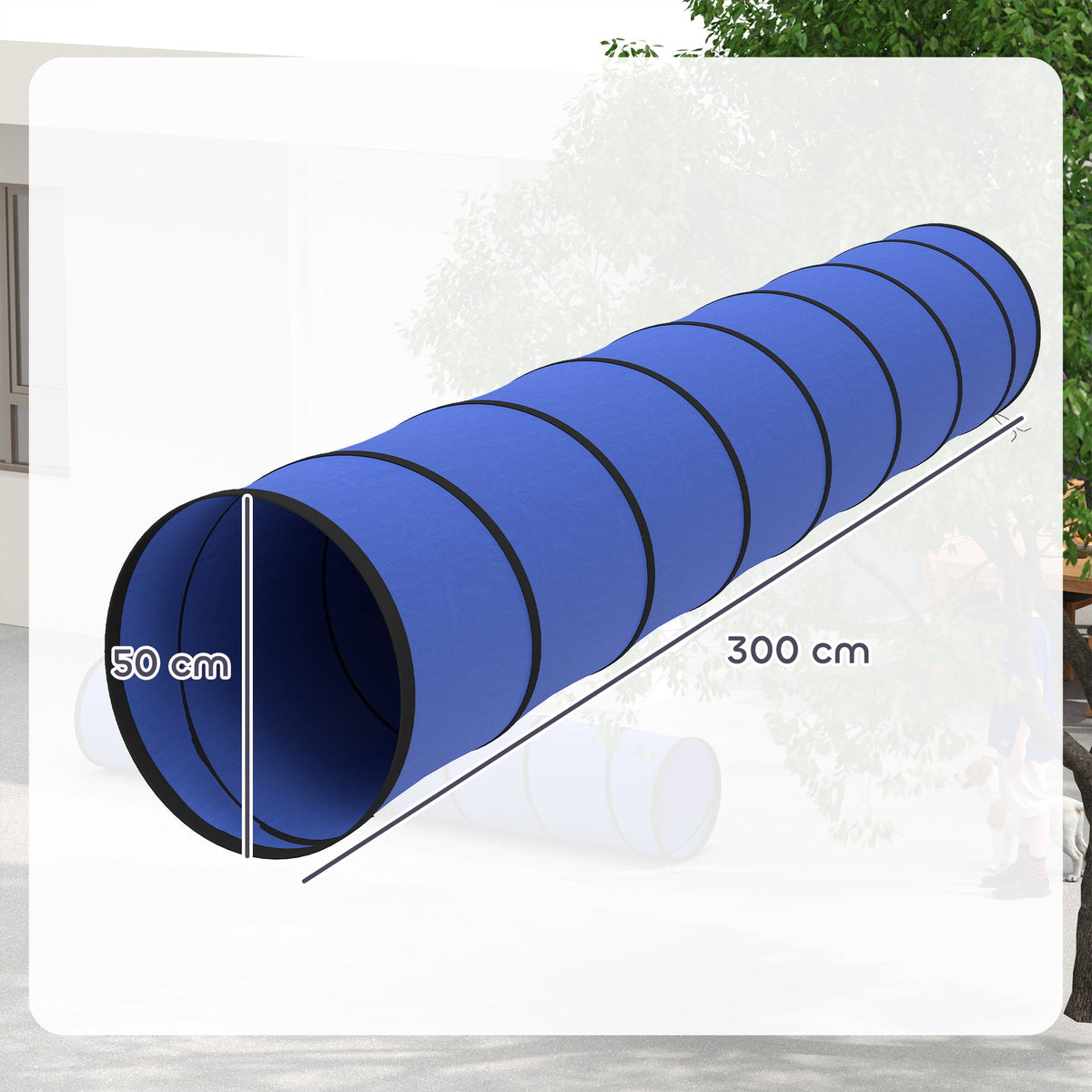 Three metre PawHut dog agility tunnel in blue and black