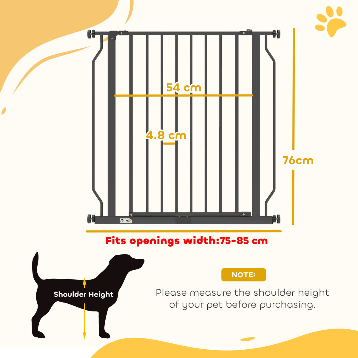Black steel PawHut dog safety gate for the home