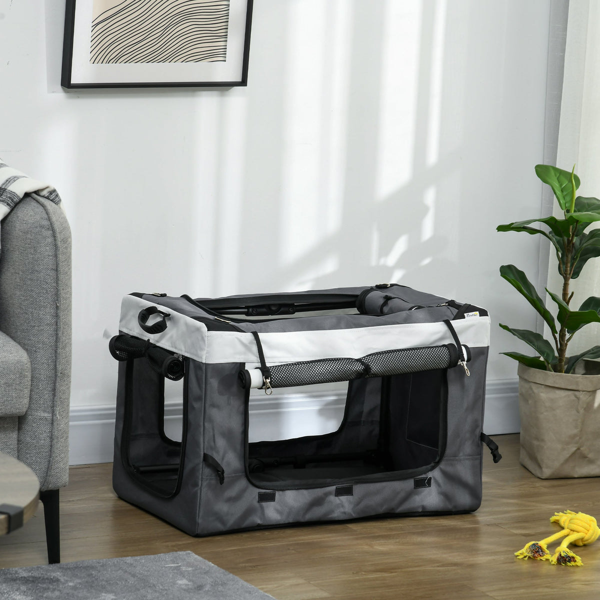 Detachable grey dog travel carrier removed from PawHut stroller frame