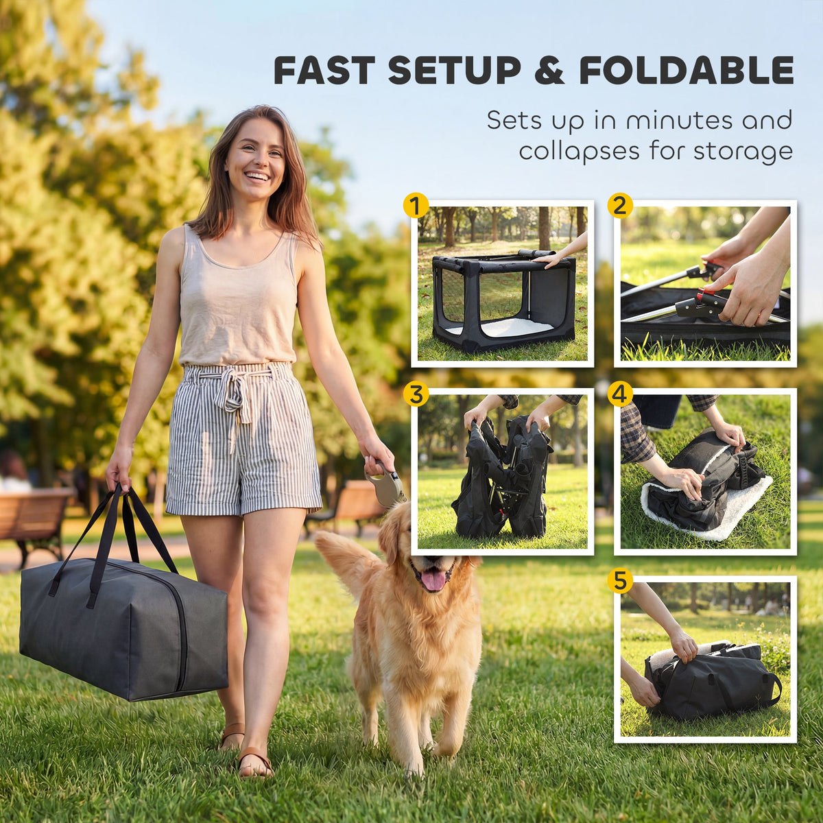 PawHut foldable dog travel crate measuring 90cm long