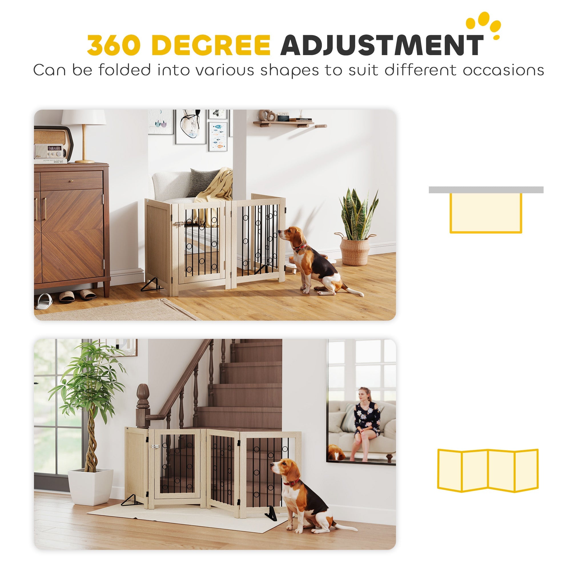 PawHut freestanding four-panel dog gate requiring no wall fixing