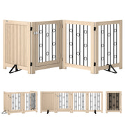 Oak-effect PawHut freestanding dog gate for the home