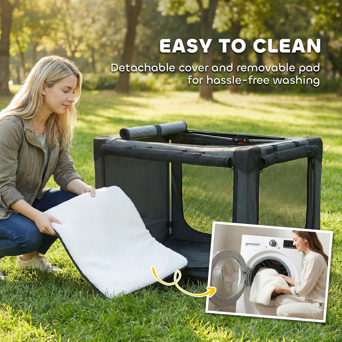 Lightweight portable PawHut soft dog crate for travel and camping