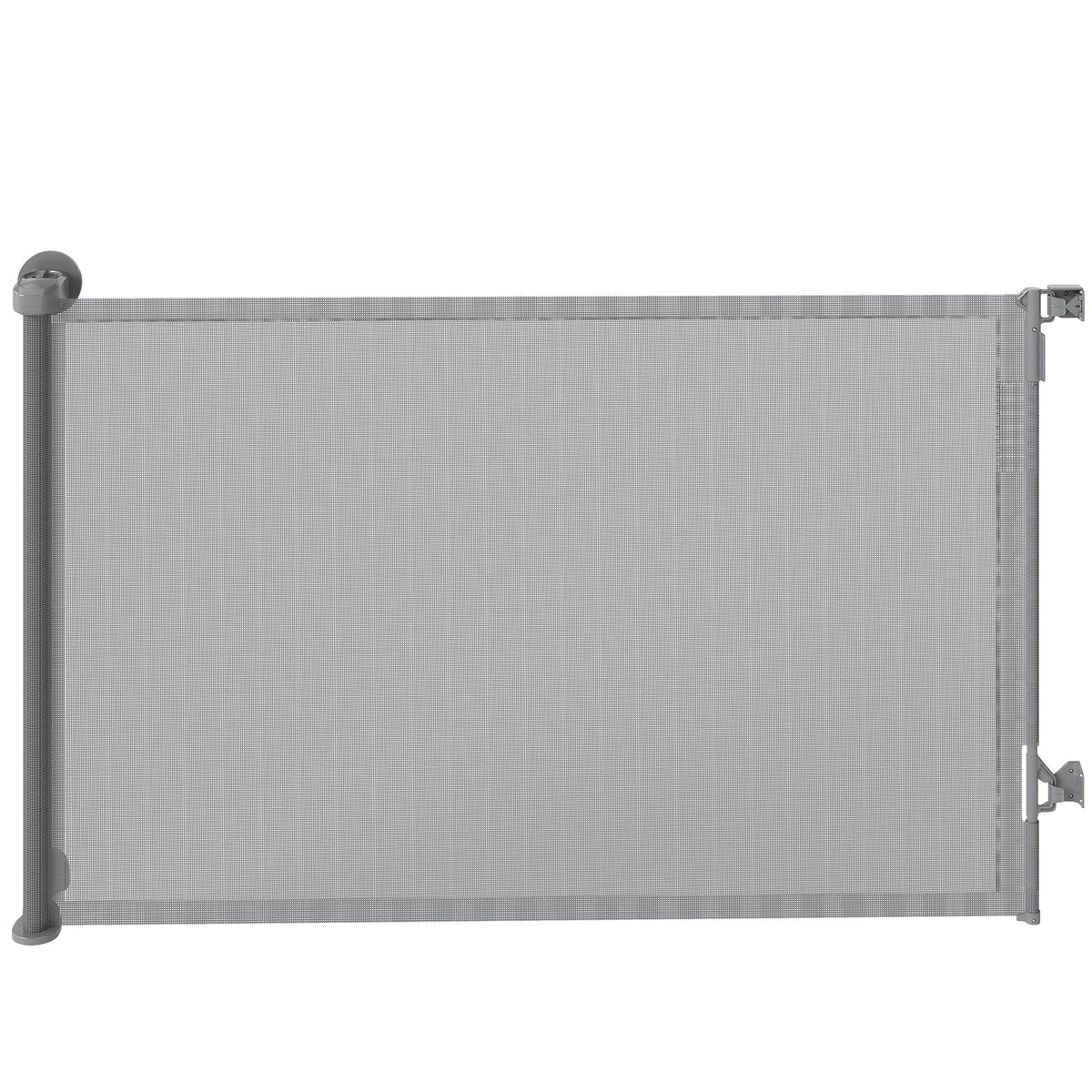 PawHut grey retractable mesh dog gate extending up to 140cm