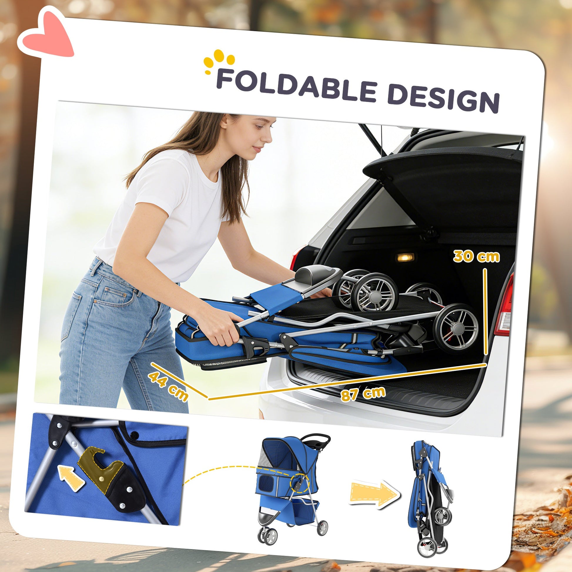Blue PawHut dog pushchair with breathable mesh windows