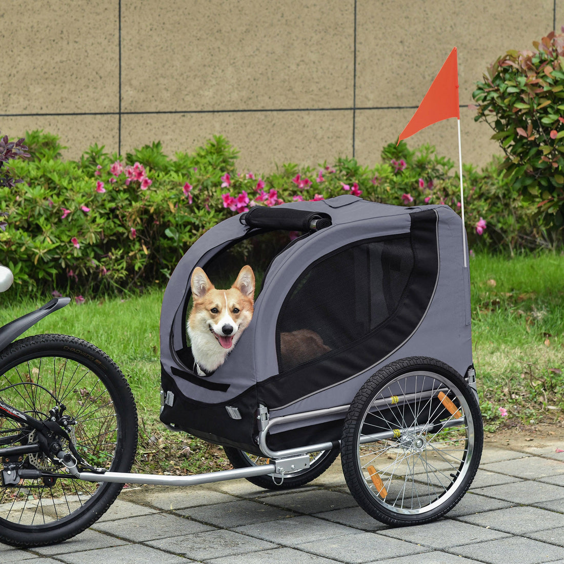 PawHut steel frame bicycle trailer for travelling with dogs