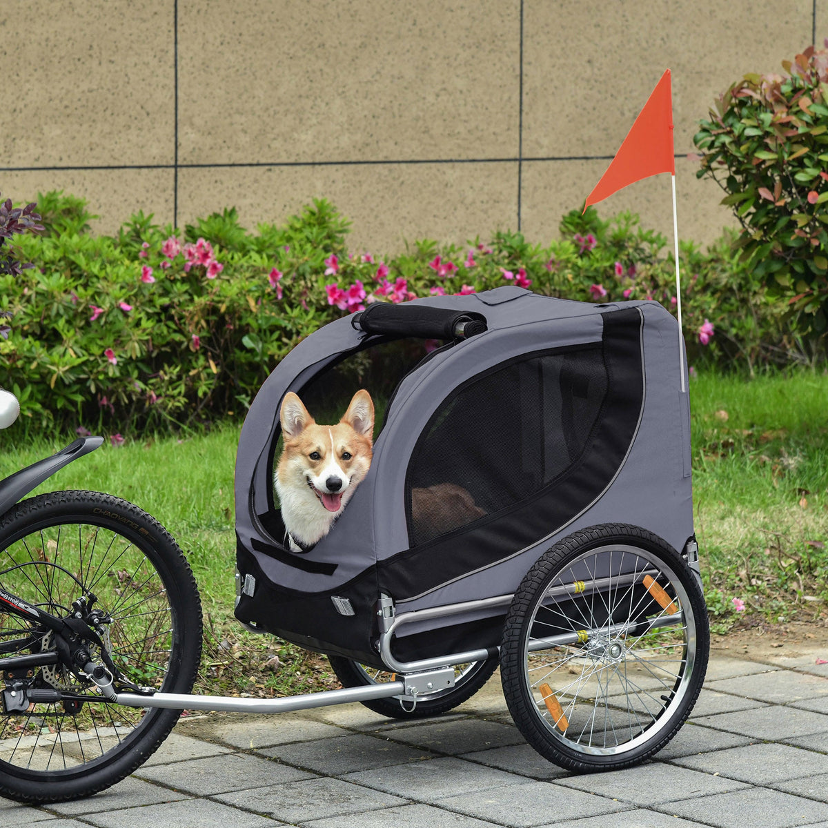 PawHut steel frame bicycle trailer for travelling with dogs