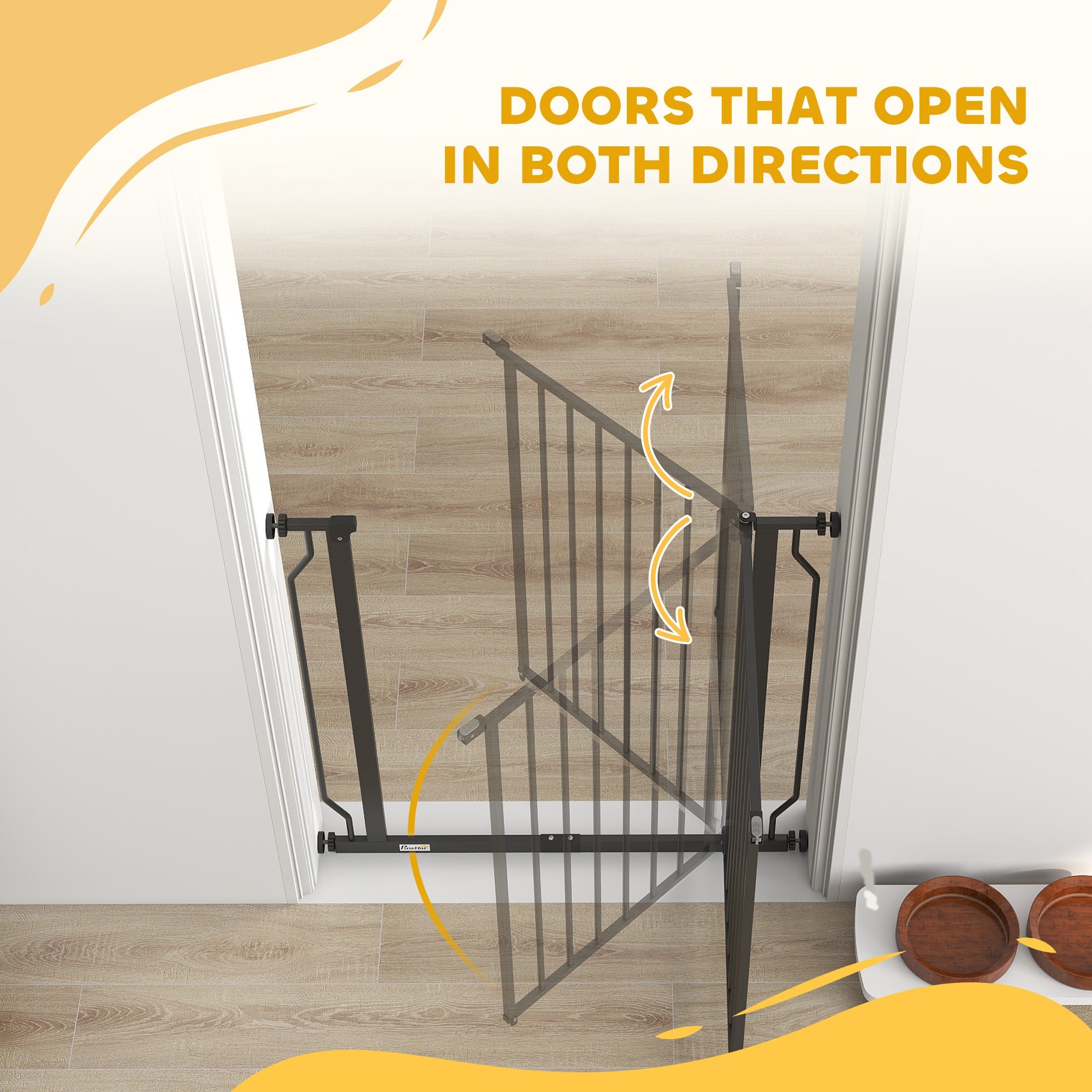 PawHut black dog gate with two-way opening