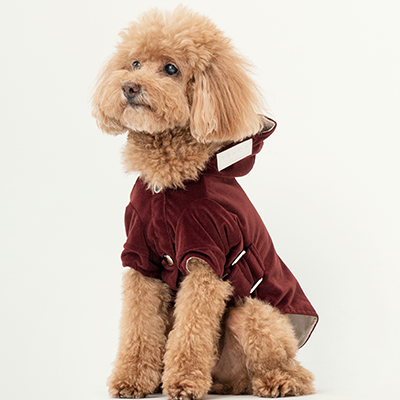 Pehom flannel stretch dog hoodie in wine red for stylish everyday wear.