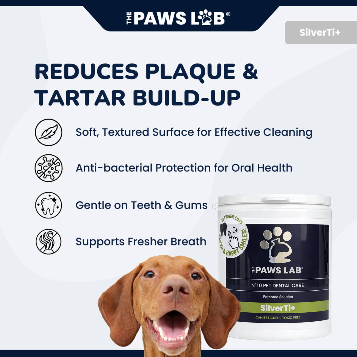 Dual-textured disposable finger wipes for regular pet dental care.