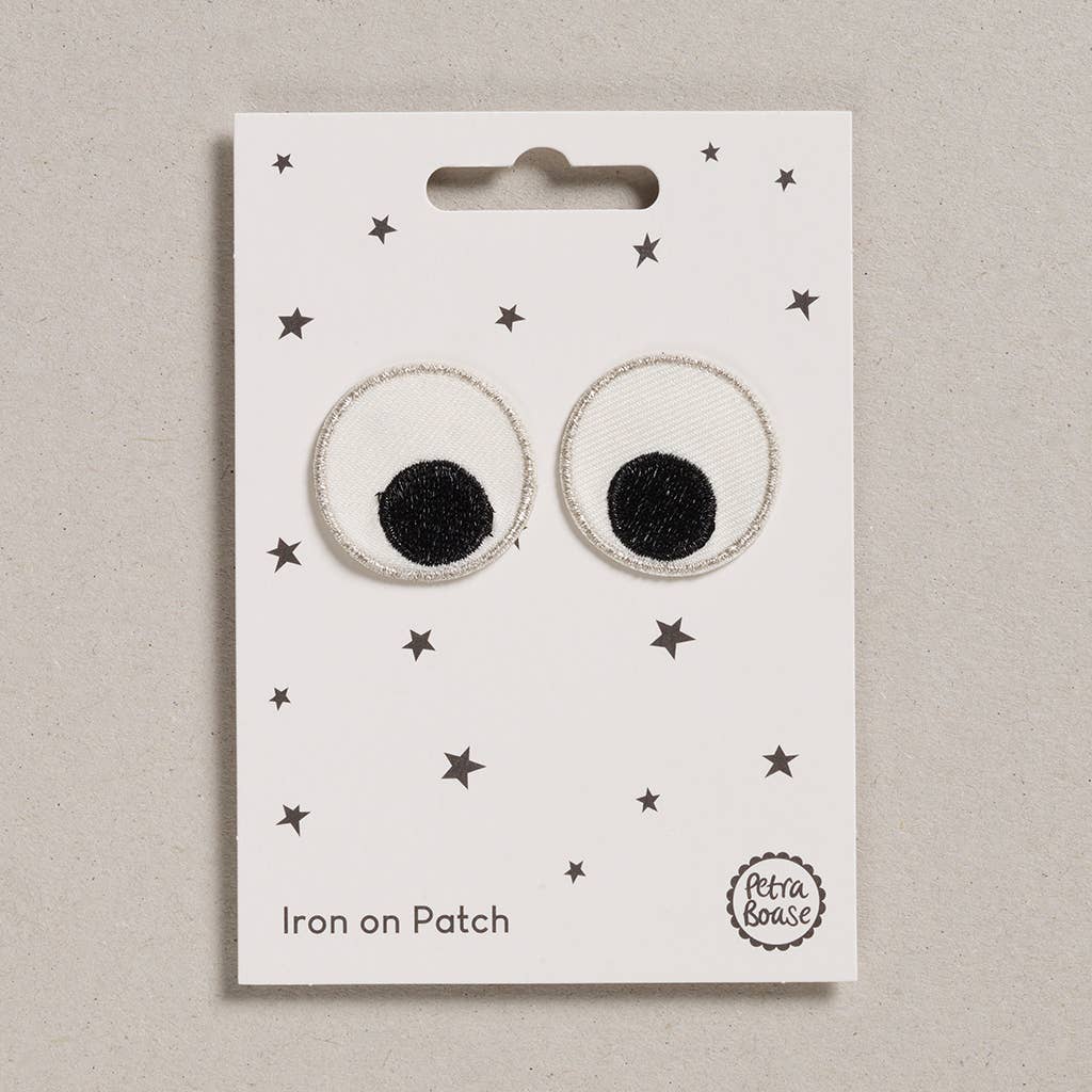 Pair of Petra Boase embroidered Googly Eyes iron-on patches.