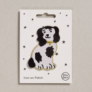 Petra Boase Black and White Wally Dog embroidered iron-on patch.
