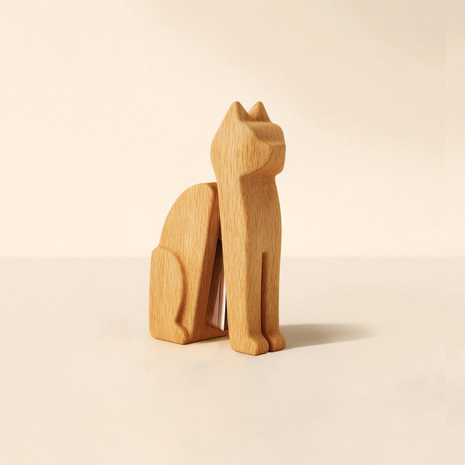 Wooden cat desk stapler by Pikkii crafted from smooth beech wood