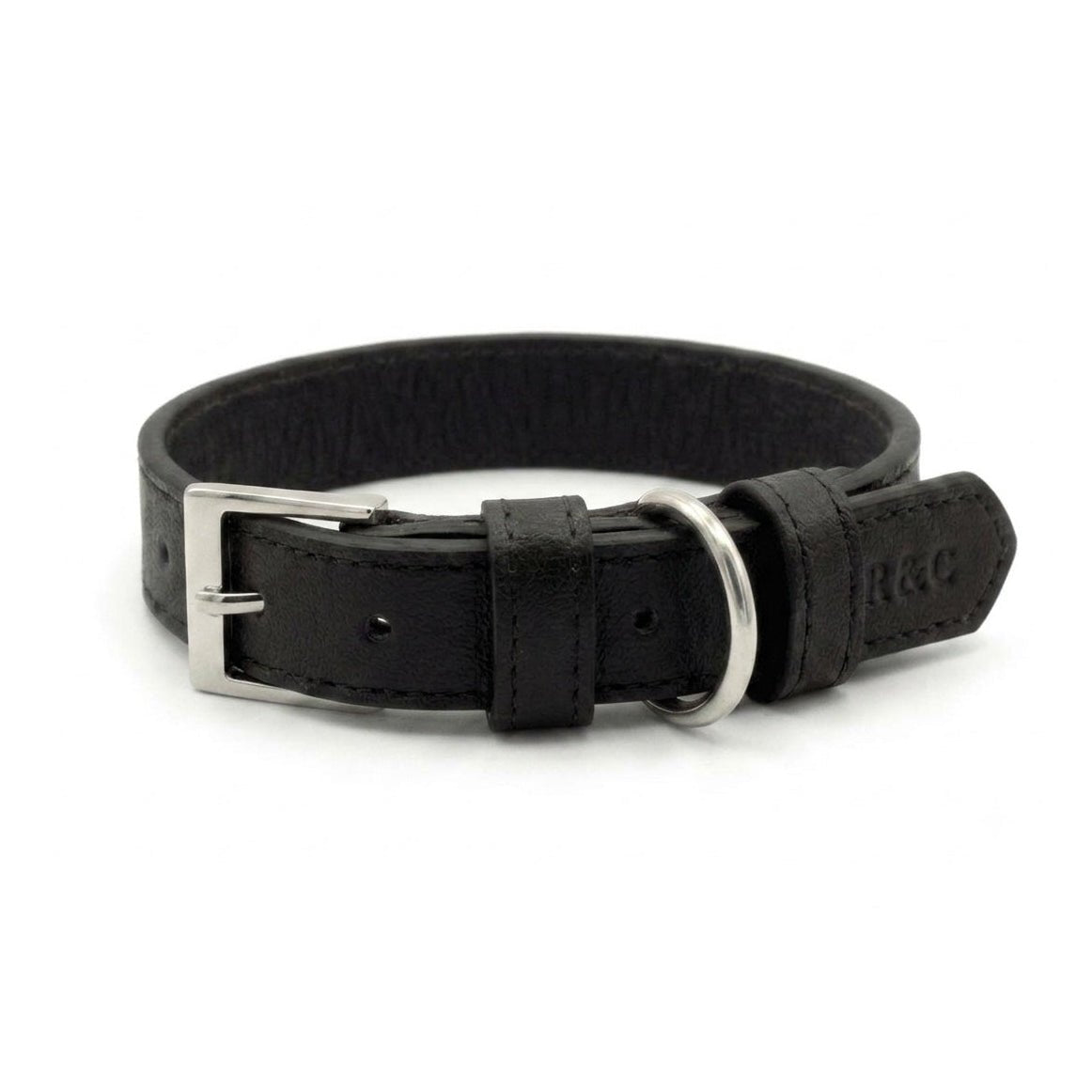 Ralph & Co Black eco leather dog collar crafted from vegan-friendly Lignify