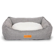 Ralph & Co black and white houndstooth dog bed with soft faux-fur cushion